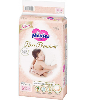 Merries First Premium Diapers Medium size (6-11 kg) (13-24lbs) 48 pcs